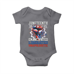 Juneteenth 1865 Emancipated Liberated Unapologetic Baby Onesie Hand Fist Juneteenth Flag TS11 Charcoal Print Your Wear
