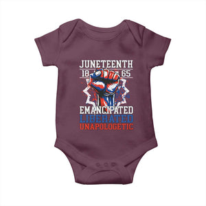 Juneteenth 1865 Emancipated Liberated Unapologetic Baby Onesie Hand Fist Juneteenth Flag TS11 Maroon Print Your Wear