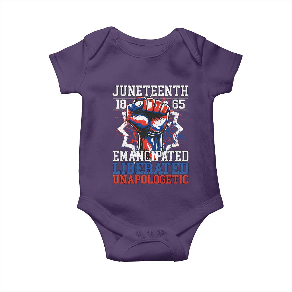 Juneteenth 1865 Emancipated Liberated Unapologetic Baby Onesie Hand Fist Juneteenth Flag TS11 Purple Print Your Wear