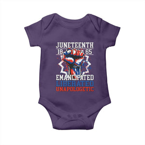 Juneteenth 1865 Emancipated Liberated Unapologetic Baby Onesie Hand Fist Juneteenth Flag TS11 Purple Print Your Wear