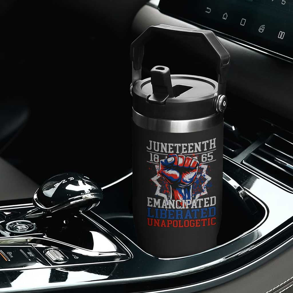 Juneteenth 1865 Emancipated Liberated Unapologetic Flip Straw Tumbler Hand Fist Juneteenth Flag TS11 Print Your Wear