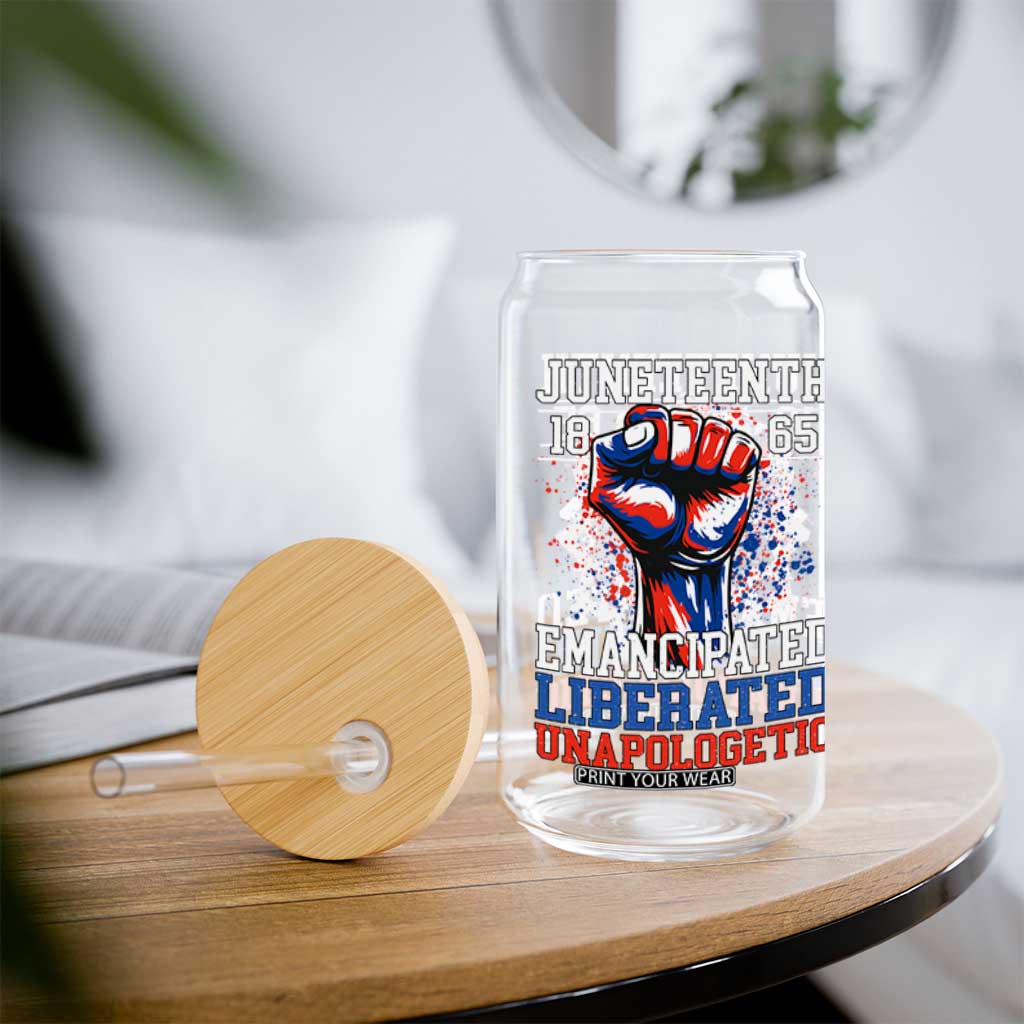 Juneteenth 1865 Emancipated Liberated Unapologetic Glass Can Hand Fist Juneteenth Flag TS11 Print Your Wear