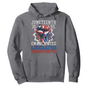 Juneteenth 1865 Emancipated Liberated Unapologetic Hoodie Hand Fist Juneteenth Flag TS11 Charcoal Print Your Wear