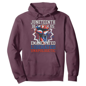 Juneteenth 1865 Emancipated Liberated Unapologetic Hoodie Hand Fist Juneteenth Flag TS11 Maroon Print Your Wear