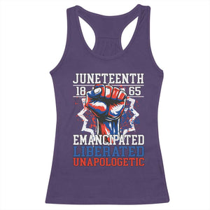 Juneteenth 1865 Emancipated Liberated Unapologetic Racerback Tank Top Hand Fist Juneteenth Flag TS11 Purple Print Your Wear