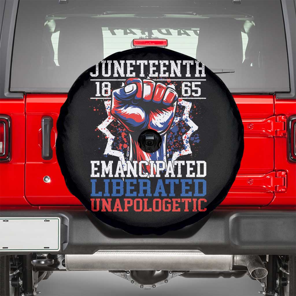 Juneteenth 1865 Emancipated Liberated Unapologetic Spare Tire Cover Hand Fist Juneteenth Flag TS11 Black Print Your Wear