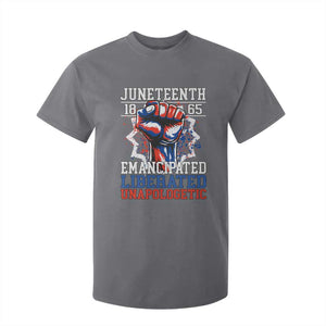 Juneteenth 1865 Emancipated Liberated Unapologetic T Shirt For Kid Hand Fist Juneteenth Flag TS11 Charcoal Print Your Wear