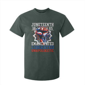 Juneteenth 1865 Emancipated Liberated Unapologetic T Shirt For Kid Hand Fist Juneteenth Flag TS11 Dark Forest Green Print Your Wear