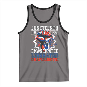 Juneteenth 1865 Emancipated Liberated Unapologetic Tank Top Hand Fist Juneteenth Flag TS11 Deep Heather Black Print Your Wear