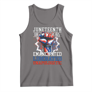Juneteenth 1865 Emancipated Liberated Unapologetic Tank Top Hand Fist Juneteenth Flag TS11 Deep Heather Print Your Wear