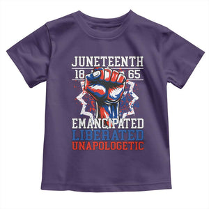 Juneteenth 1865 Emancipated Liberated Unapologetic Toddler T Shirt Hand Fist Juneteenth Flag TS11 Purple Print Your Wear