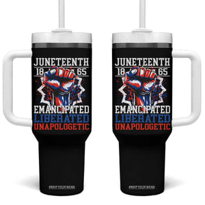 Juneteenth 1865 Emancipated Liberated Unapologetic Tumbler With Handle Hand Fist Juneteenth Flag TS11 One Size: 40 oz Black Print Your Wear
