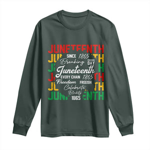 Juneteenth 1865 Long Sleeve Shirt Celebrate Black Freedom Breaking Every Chain TS02 Dark Forest Green Print Your Wear