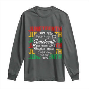 Juneteenth 1865 Long Sleeve Shirt Celebrate Black Freedom Breaking Every Chain TS02 Dark Heather Print Your Wear