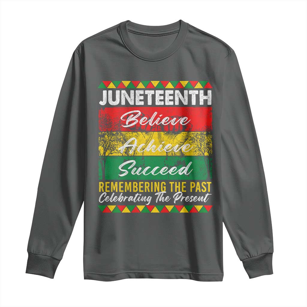 Juneteenth 1865 Long Sleeve Shirt Remembering The Past Black Freedom African Independence Day TS10 Dark Heather Print Your Wear