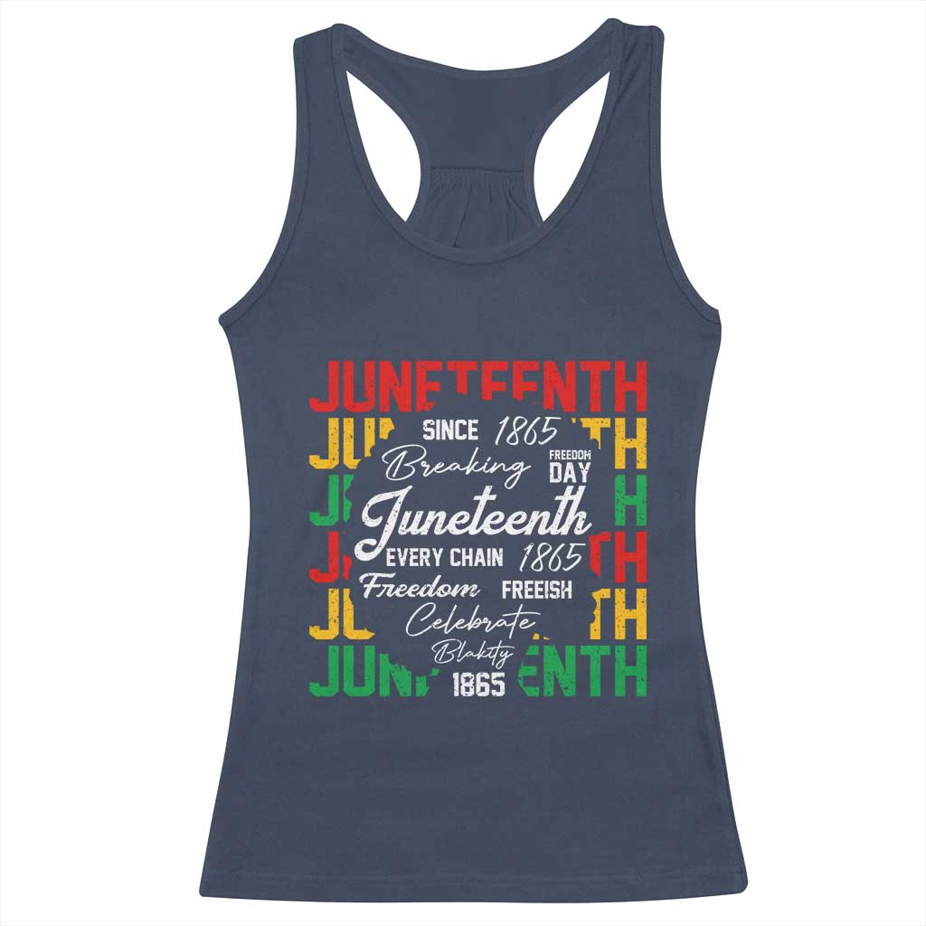 Juneteenth 1865 Racerback Tank Top Celebrate Black Freedom Breaking Every Chain TS02 Navy Print Your Wear