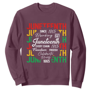 Juneteenth 1865 Sweatshirt Celebrate Black Freedom Breaking Every Chain TS02 Maroon Print Your Wear