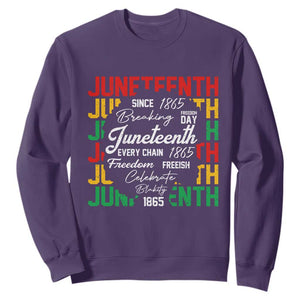 Juneteenth 1865 Sweatshirt Celebrate Black Freedom Breaking Every Chain TS02 Purple Print Your Wear