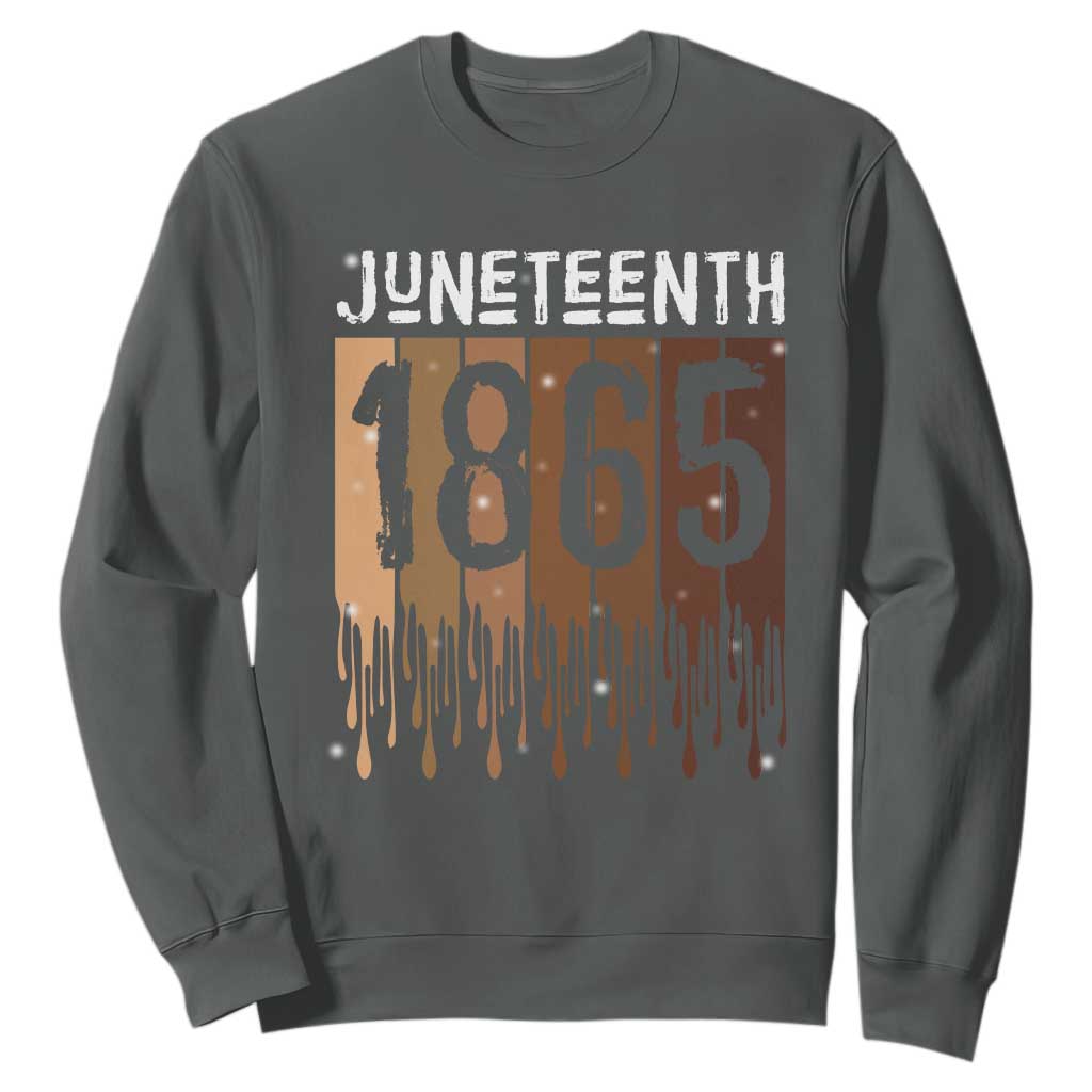 Juneteenth 1865 Sweatshirt June 19th Celebrating Black Freedom Melanin TS10 Dark Heather Print Your Wear