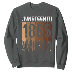 Juneteenth 1865 Sweatshirt June 19th Celebrating Black Freedom Melanin TS10 Dark Heather Print Your Wear