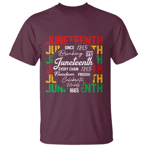 Juneteenth 1865 T Shirt Celebrate Black Freedom Breaking Every Chain TS02 Maroon Print Your Wear
