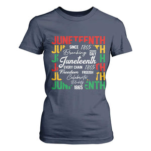 Juneteenth 1865 T Shirt For Women Celebrate Black Freedom Breaking Every Chain TS02 Navy Print Your Wear