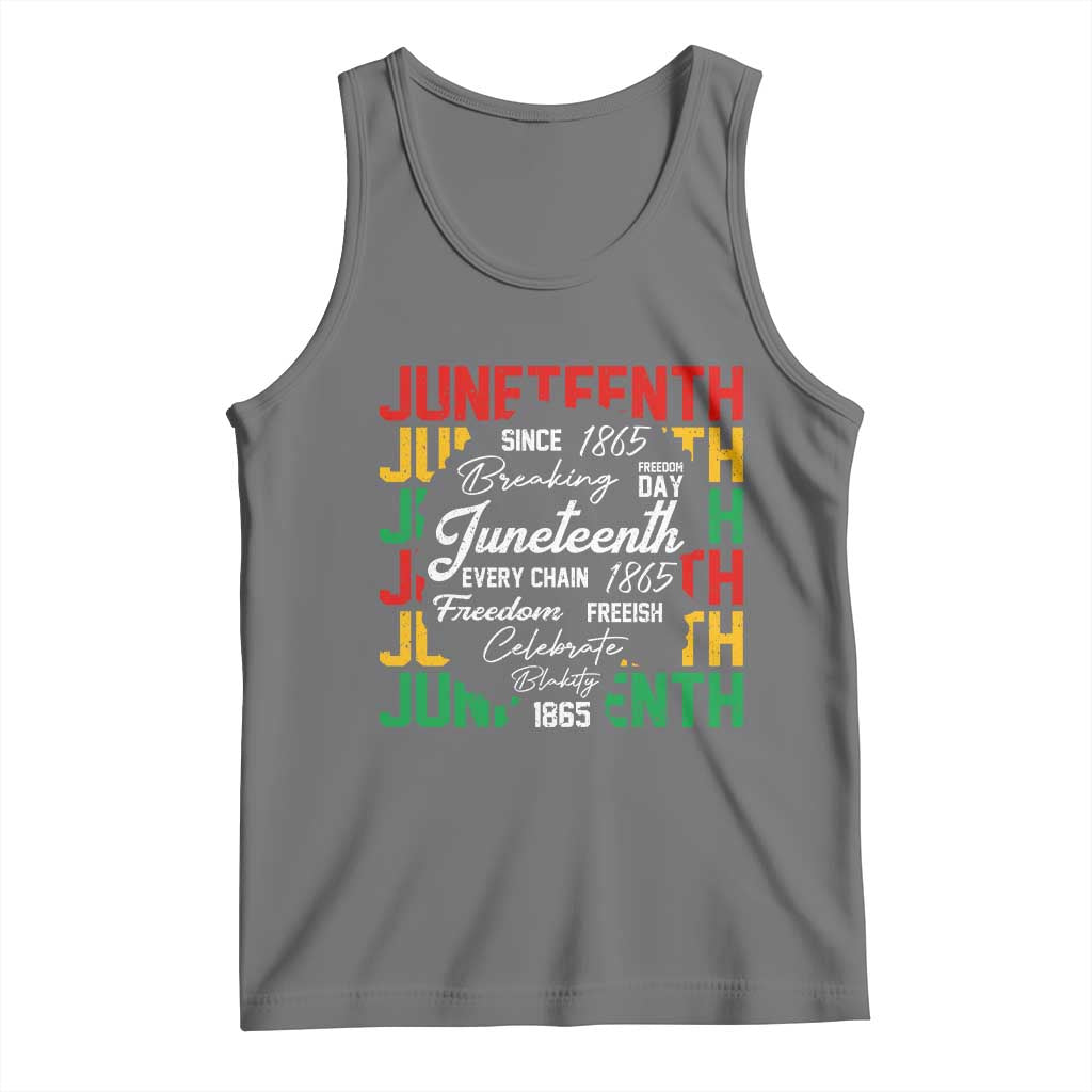 Juneteenth 1865 Tank Top Celebrate Black Freedom Breaking Every Chain TS02 Black Heather Print Your Wear