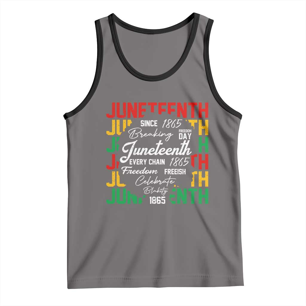 Juneteenth 1865 Tank Top Celebrate Black Freedom Breaking Every Chain TS02 Deep Heather Black Print Your Wear