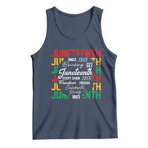 Juneteenth 1865 Tank Top Celebrate Black Freedom Breaking Every Chain TS02 Navy Print Your Wear