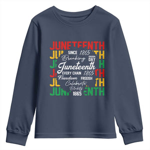 Juneteenth 1865 Youth Sweatshirt Celebrate Black Freedom Breaking Every Chain TS02 Navy Print Your Wear