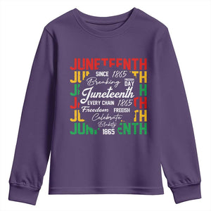 Juneteenth 1865 Youth Sweatshirt Celebrate Black Freedom Breaking Every Chain TS02 Purple Print Your Wear