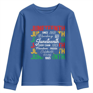 Juneteenth 1865 Youth Sweatshirt Celebrate Black Freedom Breaking Every Chain TS02 Royal Blue Print Your Wear