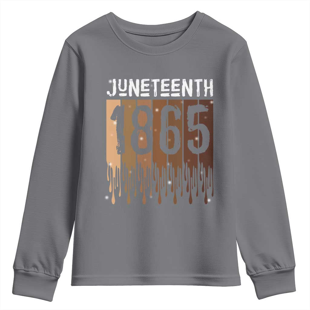 Juneteenth 1865 Youth Sweatshirt June 19th Celebrating Black Freedom Melanin TS10 Charcoal Print Your Wear
