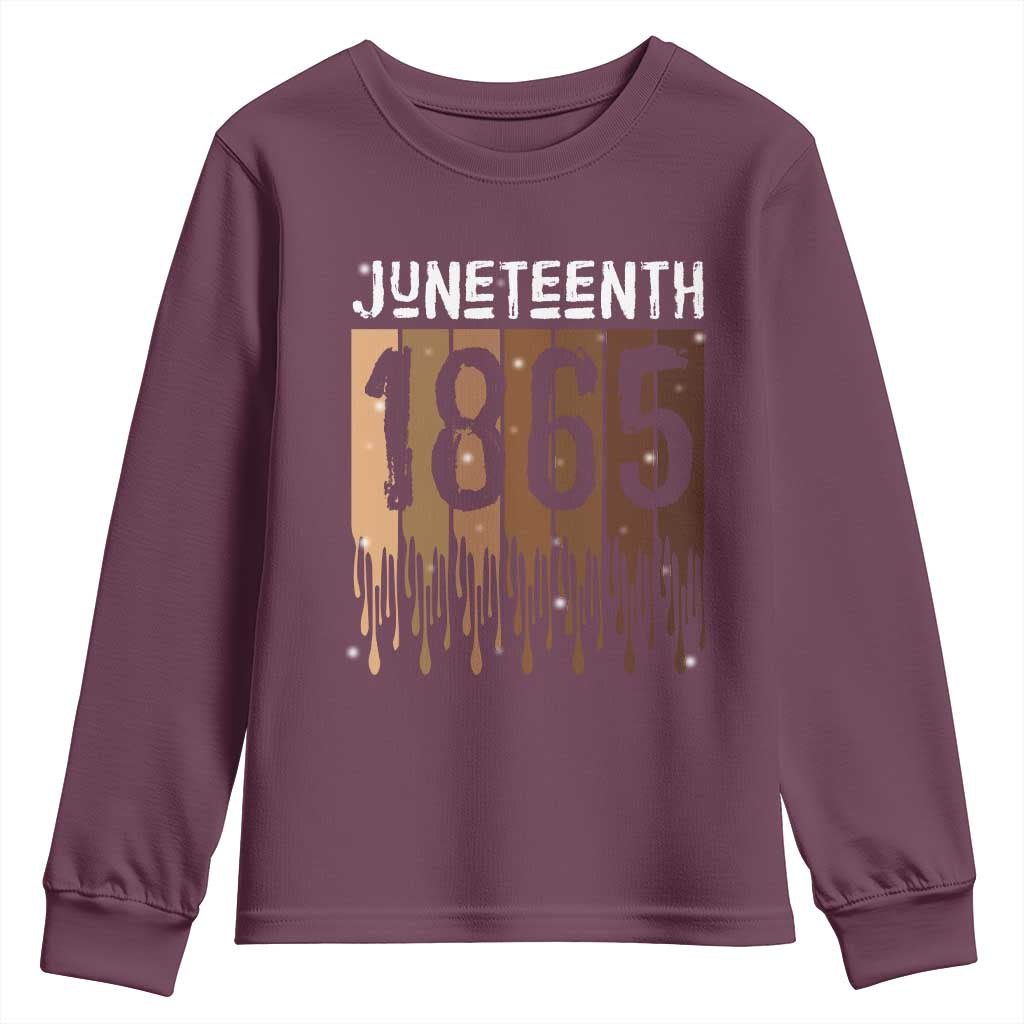 Juneteenth 1865 Youth Sweatshirt June 19th Celebrating Black Freedom Melanin TS10 Maroon Print Your Wear