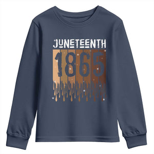Juneteenth 1865 Youth Sweatshirt June 19th Celebrating Black Freedom Melanin TS10 Navy Print Your Wear
