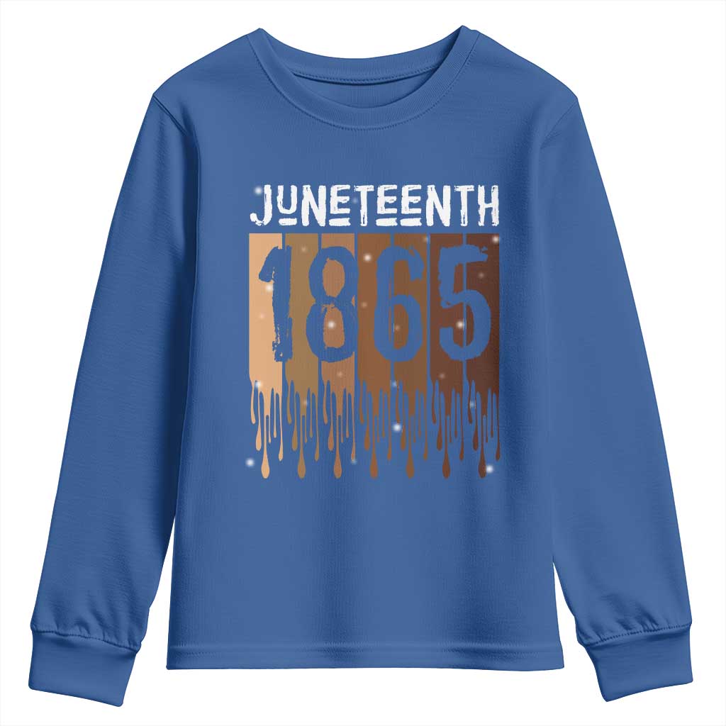 Juneteenth 1865 Youth Sweatshirt June 19th Celebrating Black Freedom Melanin TS10 Royal Blue Print Your Wear