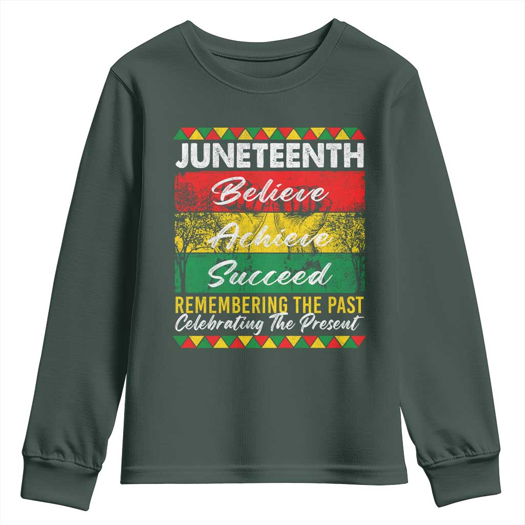 Juneteenth 1865 Youth Sweatshirt Remembering The Past Black Freedom African Independence Day TS10 Dark Forest Green Print Your Wear