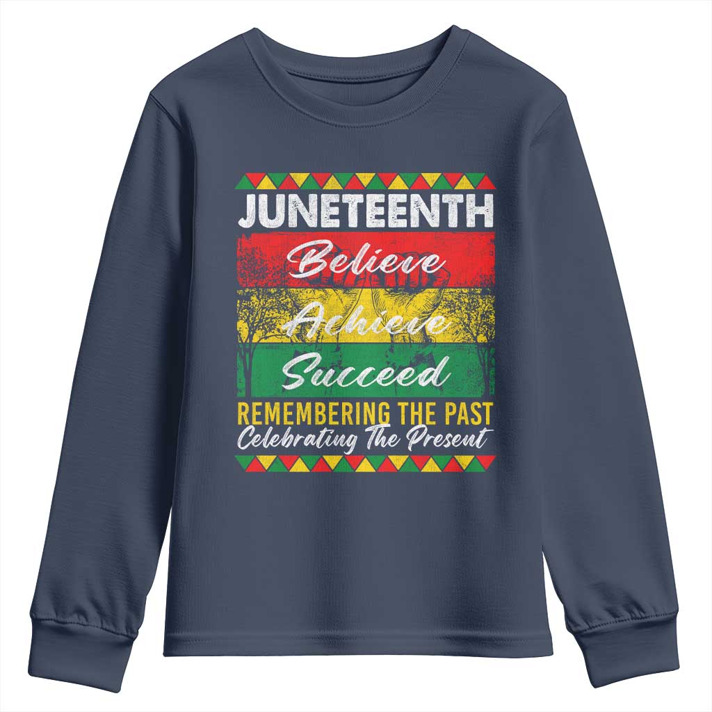 Juneteenth 1865 Youth Sweatshirt Remembering The Past Black Freedom African Independence Day TS10 Navy Print Your Wear