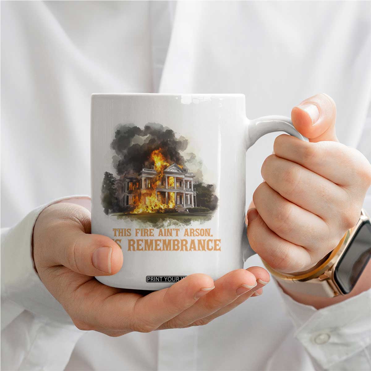 Juneteenth Ancestral Justice Coffee Mug This Fire Aint Arson It is Remembrance Black History TS02 Print Your Wear
