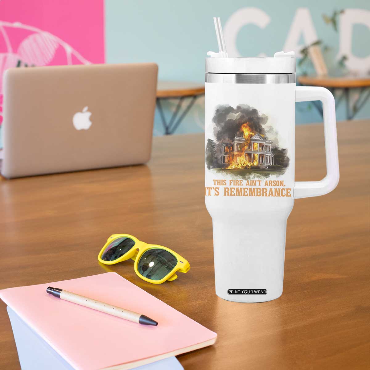 Juneteenth Ancestral Justice Tumbler With Handle This Fire Aint Arson It is Remembrance Black History TS02 Print Your Wear