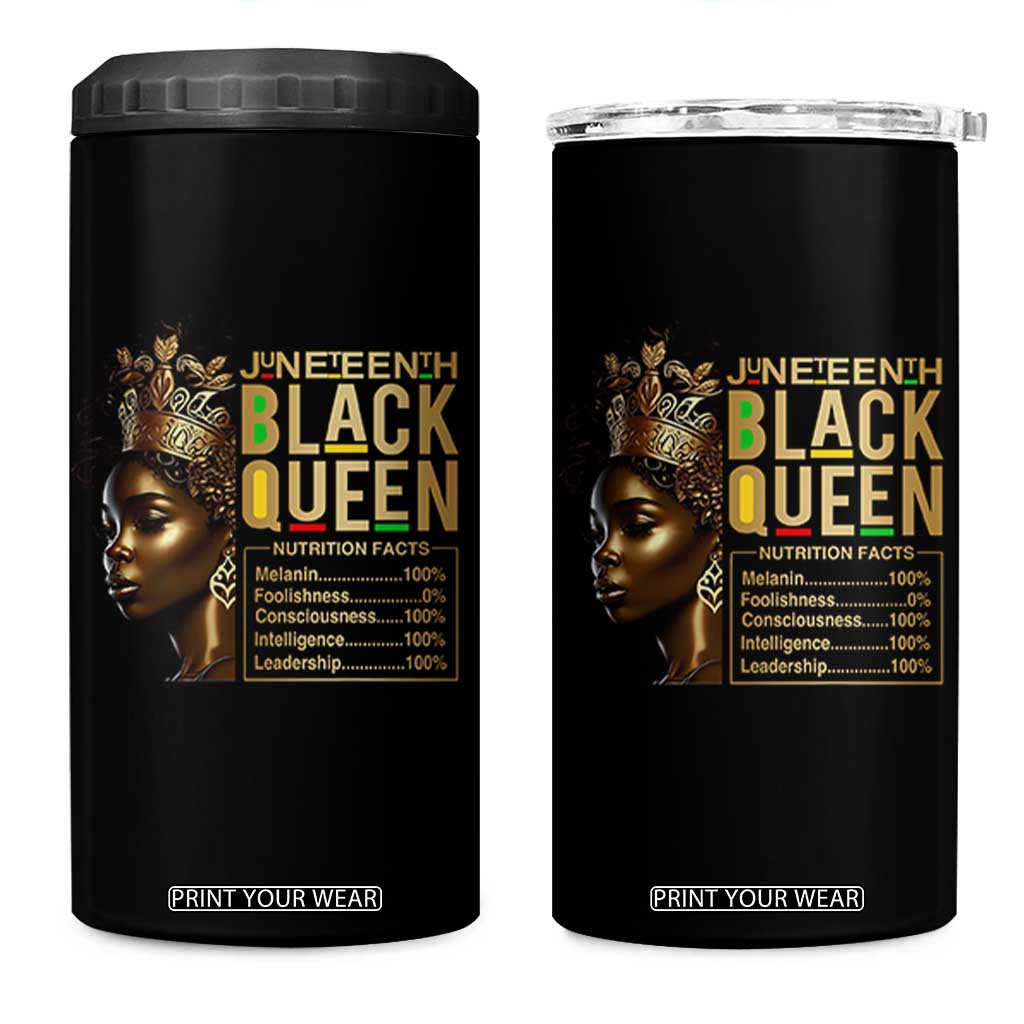 Juneteenth Black Queen Nutritional Facts 4 in 1 Can Cooler Tumbler Afro Melanin Queen TS11 One Size: 16 oz Black Print Your Wear