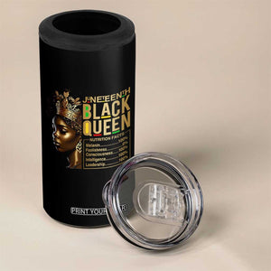 Juneteenth Black Queen Nutritional Facts 4 in 1 Can Cooler Tumbler Afro Melanin Queen TS11 Print Your Wear