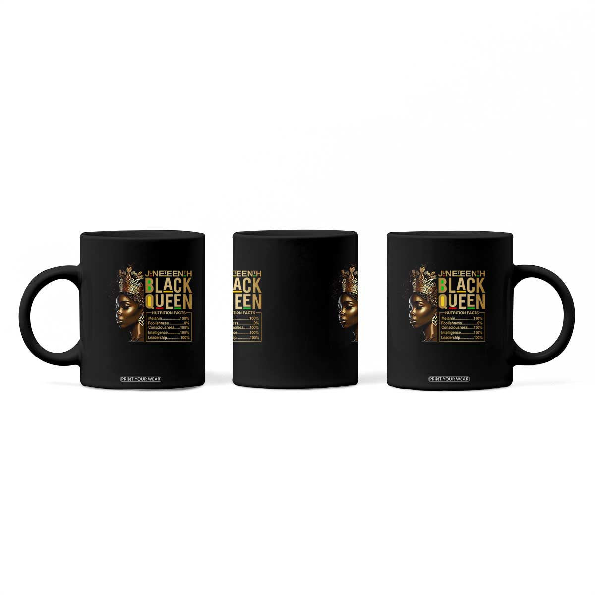 Juneteenth Black Queen Nutritional Facts Coffee Mug Afro Melanin Queen TS11 Print Your Wear