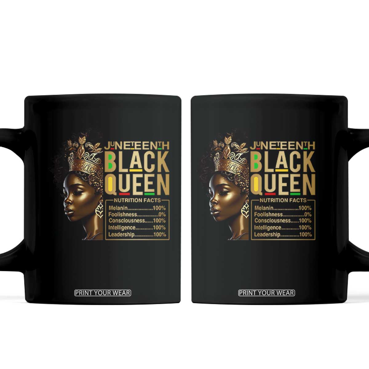 Juneteenth Black Queen Nutritional Facts Coffee Mug Afro Melanin Queen TS11 Black Print Your Wear