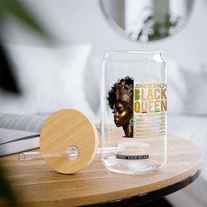 Juneteenth Black Queen Nutritional Facts Glass Can Afro Melanin Queen TS11 Print Your Wear