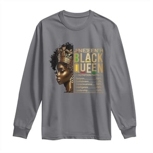 Juneteenth Black Queen Nutritional Facts Long Sleeve Shirt Afro Melanin Queen TS11 Charcoal Print Your Wear