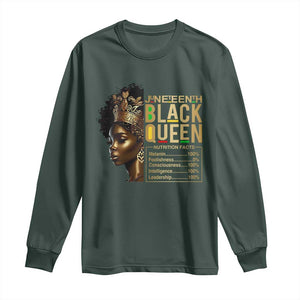 Juneteenth Black Queen Nutritional Facts Long Sleeve Shirt Afro Melanin Queen TS11 Dark Forest Green Print Your Wear