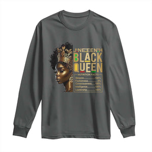 Juneteenth Black Queen Nutritional Facts Long Sleeve Shirt Afro Melanin Queen TS11 Dark Heather Print Your Wear