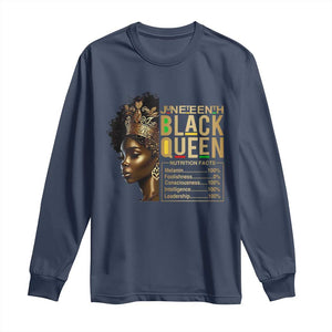 Juneteenth Black Queen Nutritional Facts Long Sleeve Shirt Afro Melanin Queen TS11 Navy Print Your Wear