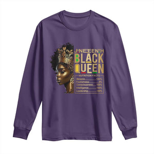 Juneteenth Black Queen Nutritional Facts Long Sleeve Shirt Afro Melanin Queen TS11 Purple Print Your Wear